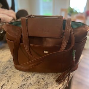 Lily Jade Diaper Bag - Madeline Leather in Brandy & Silver. Never used.